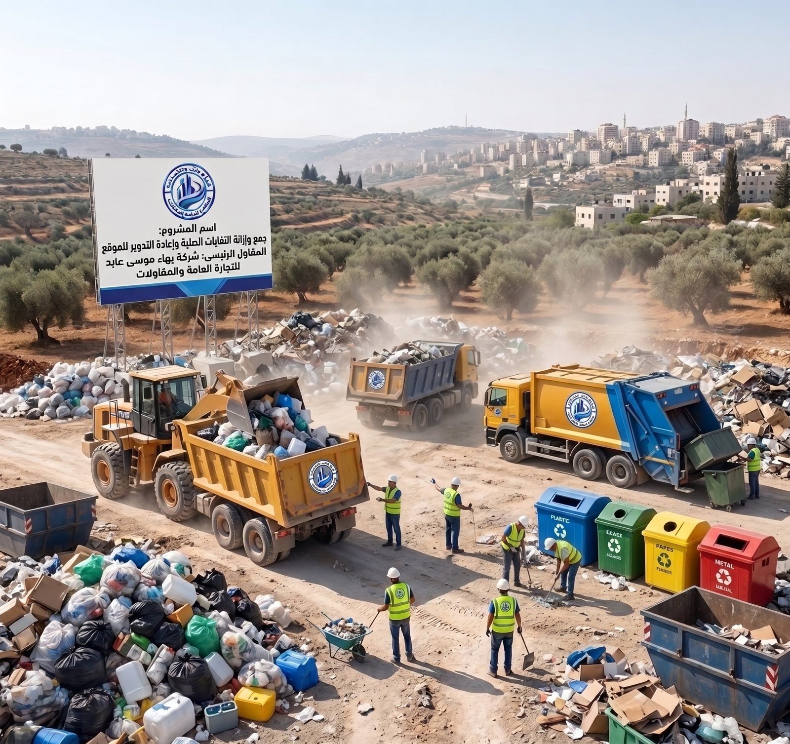 ترحيل وتفريغ النفايات الصلبة وإصحاح البيئة في شمال غزة
